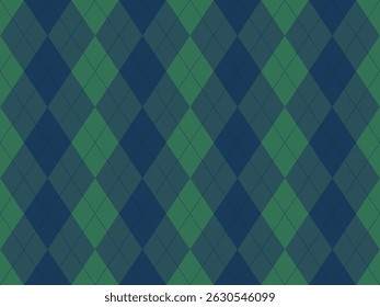 Elegant argyle pattern in deep teal and forest green.  Perfect for textile design, wallpapers, branding, or website backgrounds.