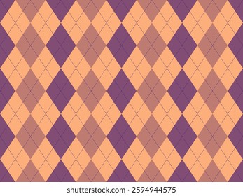 Elegant argyle pattern in muted peach and purple tones.  Perfect for backgrounds, textiles, or fashion designs.