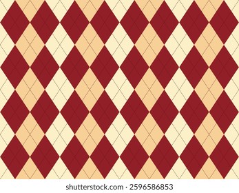 Elegant argyle pattern in rich burgundy and cream.  Perfect for textile design, backgrounds, or adding a classic, sophisticated touch to any project.