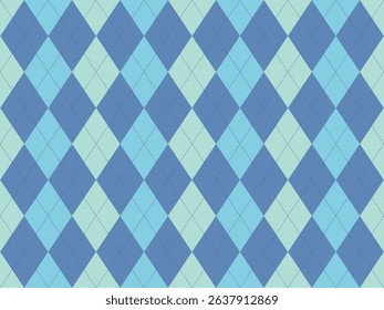 Elegant argyle pattern in soft blue and mint green hues.  Perfect for backgrounds, textiles, or branding projects needing a sophisticated, yet playful feel.