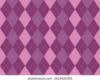 Elegant argyle pattern in soft pink and purple hues.  Perfect for backgrounds, textile design, or fashion projects.  A sophisticated and versatile geometric design conveying style and timeless appeal.