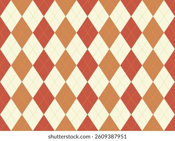 Elegant argyle pattern in warm autumnal hues.  Perfect for fallthemed designs, textiles, or website backgrounds.  Classic geometric style conveys sophistication and tradition.
