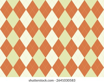 Elegant argyle pattern in warm autumnal tones.  Perfect for backgrounds, textures, or fashion design projects. This classic design offers a sophisticated and timeless aesthetic.