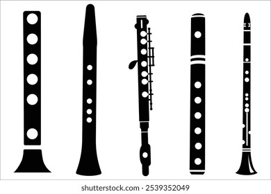 Elegant Aria Flute Silhouette Vector Illustration