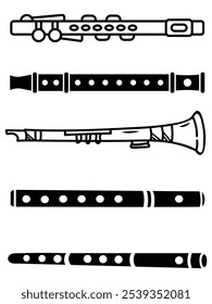 Elegant Aria Flute Silhouette Vector Illustration