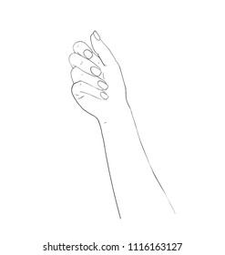 Elegant arm of a woman. Salon procedure of manicure. Ilustration for cosmetic for hands - cream or lotion.