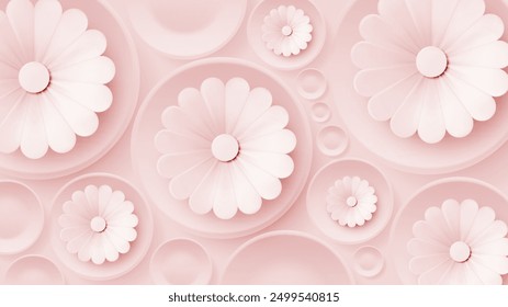 An elegant arrangement of paper flowers in soft pastel shades of pink and mint, creating a serene and harmonious atmosphere perfect for soothing visual content.