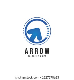Elegante plantilla de logotipo de flecha con círculo, plantilla de diseño de icono de logotipo comercial Resumen.