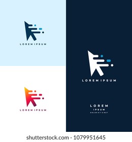 elegant Arrow logo template, Fast Cursor logo designs concept, Pixel Cursor logo template
