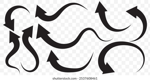 Elegant arrows set for business plan, presentation and education. Sign, Symbol, Hand drawn arrow collection. EPS 10.