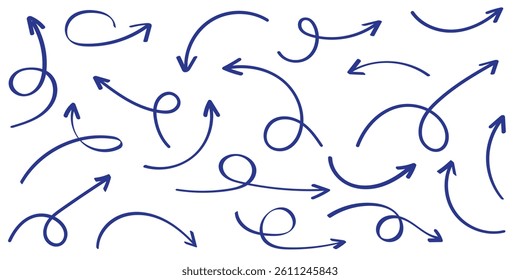 Elegant arrows set for business plan, presentation and education. Sign, Symbol, Hand drawn arrow collection