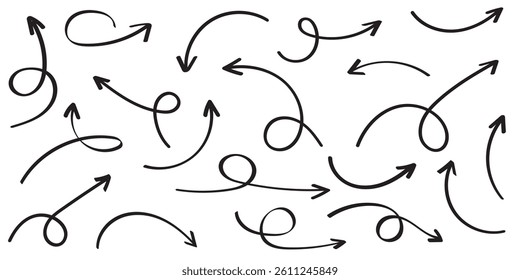 Elegant arrows set for business plan, presentation and education. Sign, Symbol, Hand drawn arrow collection