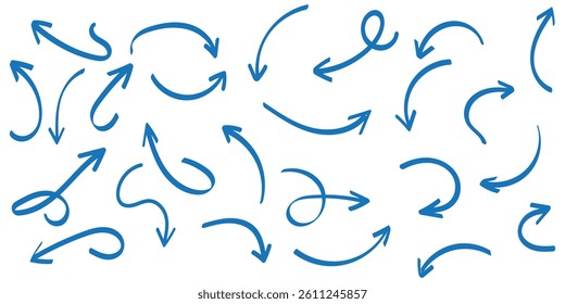 Elegant arrows set for business plan, presentation and education. Sign, Symbol, Hand drawn arrow collection