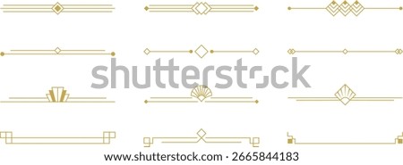 Elegant Art Deco borders with geometric ornaments. Set of vector decorative dividers in retro 1920s. Design elements for vintage invitations, classic menus and luxury labels