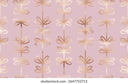 Elegant art deco floral seamless pattern with gold leaves tiles.