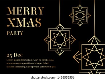 Elegant Art Deco Merry Christmas or Xmas Invitation Design