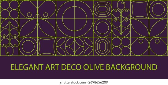 Elegante fondo de oliva art déco. Patrón de arte de línea mínima en una Ilustración vectorial de mosaico