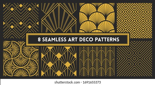 elegant art deco seamless design pattern set