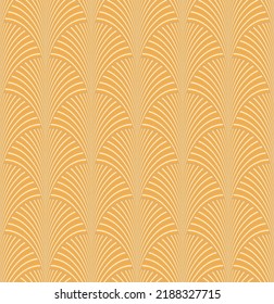 Elegantes Art Deco Seamless Muster Pfauenfederstil Seashell gestopft Endlos Vectordesign Luxus-Luxus-Konzept, trendige Farben Orange Töne