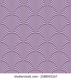 Elegant Art Deco Seamless Pattern Peacock Feather Style Seashell Shaped Endless Vector Design Luxury Rich Concept Trendy Colors Lilac Tones