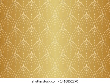 Elegant Art Deco Vector Background. Seamless Abstract Pattern. Vintage Illustration.