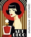 An Elegant Art Deco-style Illustration Featuring a Glamorous Woman