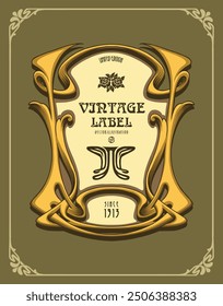 elegant art nouveau style decorative ornament graphic illustration design in gold for product design, labels, stickers, merchandise, posters, and for your company or brand