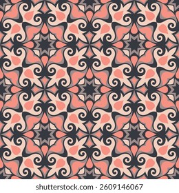 Elegant art seamless pattern in soft tones. Art forms are grouped and arranged in a specific order. Vector image for print, textile, packaging, interior design and your other projects.
