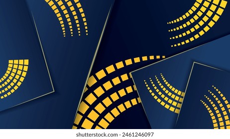 Elegant art wallpaper in dark blue and yellow tones. A beautiful illustration for interior decoration, corporate designs, blogs, postcards, posters and your other projects. Vector. 