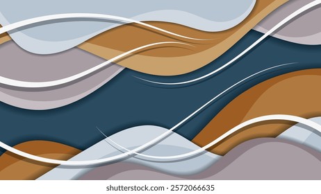 Elegant art wallpaper with wavy shapes and stripes. An excellent background for advertising, posters, postcards, business cards, corporate attributes and your other projects. Vector.