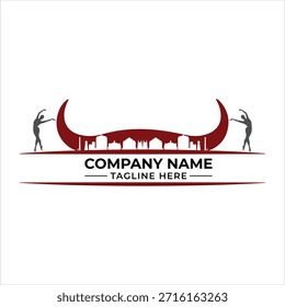 Elegant and artistic logo design featuring ballet dancers framing a city skyline silhouette