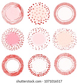 Elegant artistic vector labels or tags with lines, dots and scribbles for product packaging for food, cosmetic and health industry designs