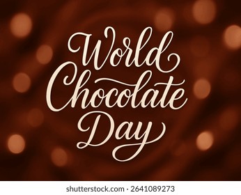 An elegant and artistic World Chocolate Day vector with handwritten-style typography. Perfect for posters, celebration banners, and cocoa-themed product branding.