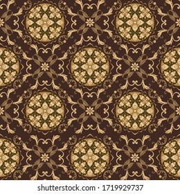 of elegant artwork of Java batik with brown color of simple