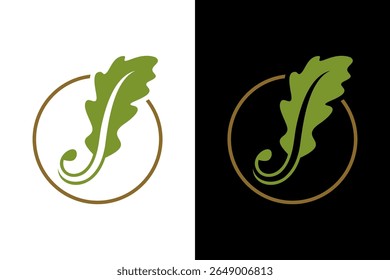 Elegante diseño de logotipo de círculo de hoja de rúcula