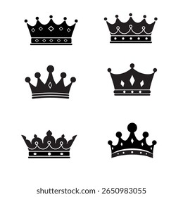 Elegante variedade de desenhos de coroa preta ilustrando realeza e sofisticação um símbolo de autoridade de poder e graça.