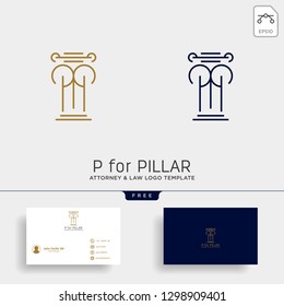 elegant attorney logo line design template illustration - vector