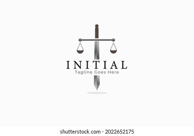 Elegant Attorney logo. sword and legal scales lawyer symbol  template design, vector illustration