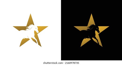 Elegant and attractive horse star logo design 1