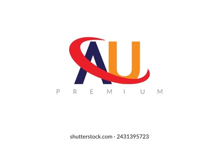 Elegant AU Letter Linked Monogram Logo Design.