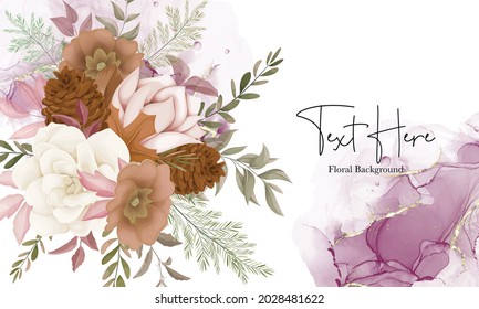 Elegant autumn floral background with rose and pine flower
