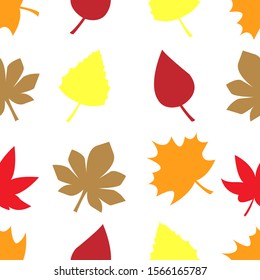 Elegant autumn leaf seamless pattern with abstract shapes for wallpaper fabric, cards. and cute paper.