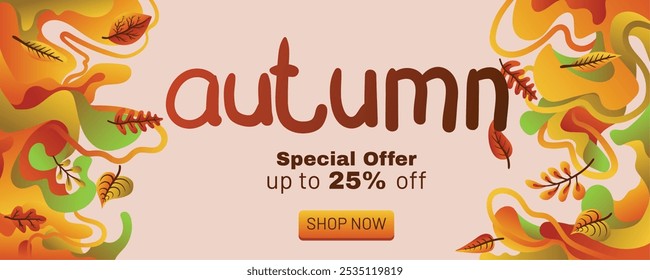 Elegant Autumn Special Offer Template with Liquid Abstract Background. concept of autumn special offer with abstract background banner template vector illustration