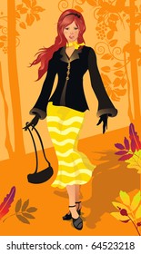 Elegant autumn woman - abstract concept. Vector illustration