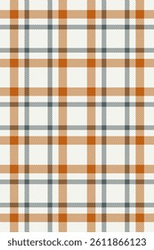 Elegant autumnal plaid pattern in warm orange, brown, and gray hues on a creamy white background.  Perfect for fallthemed designs, textiles, website backgrounds, or packaging.