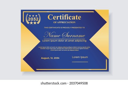 ELEGANT AWARD CERTIFICATE TEMPLATE IN GOLDEN COLOR