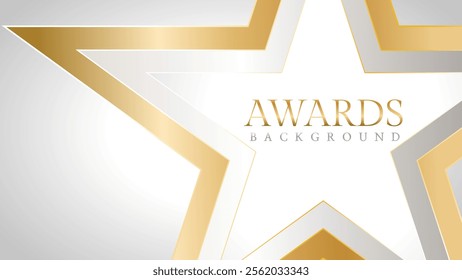 Elegant awards background with gold and silver ribbons, perfect for ceremonies, certificates, presentations, and promotions. Modern and luxurious design exuding prestige and professionalism