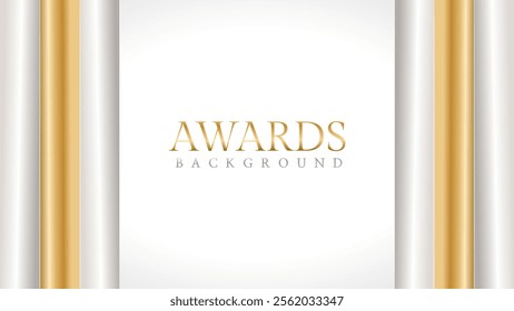 Elegant awards background with gold and silver ribbons, perfect for ceremonies, certificates, presentations, and promotions. Modern and luxurious design exuding prestige and professionalism