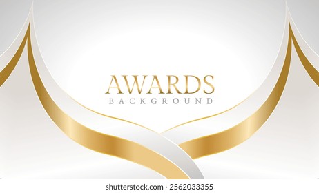 Elegant awards background with gold and silver ribbons, perfect for ceremonies, certificates, presentations, and promotions. Modern and luxurious design exuding prestige and professionalism