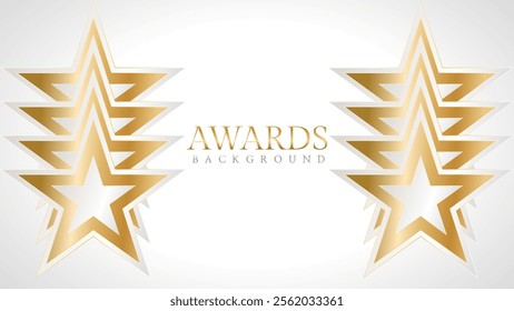 Elegant awards background with gold and silver ribbons, perfect for ceremonies, certificates, presentations, and promotions. Modern and luxurious design exuding prestige and professionalism